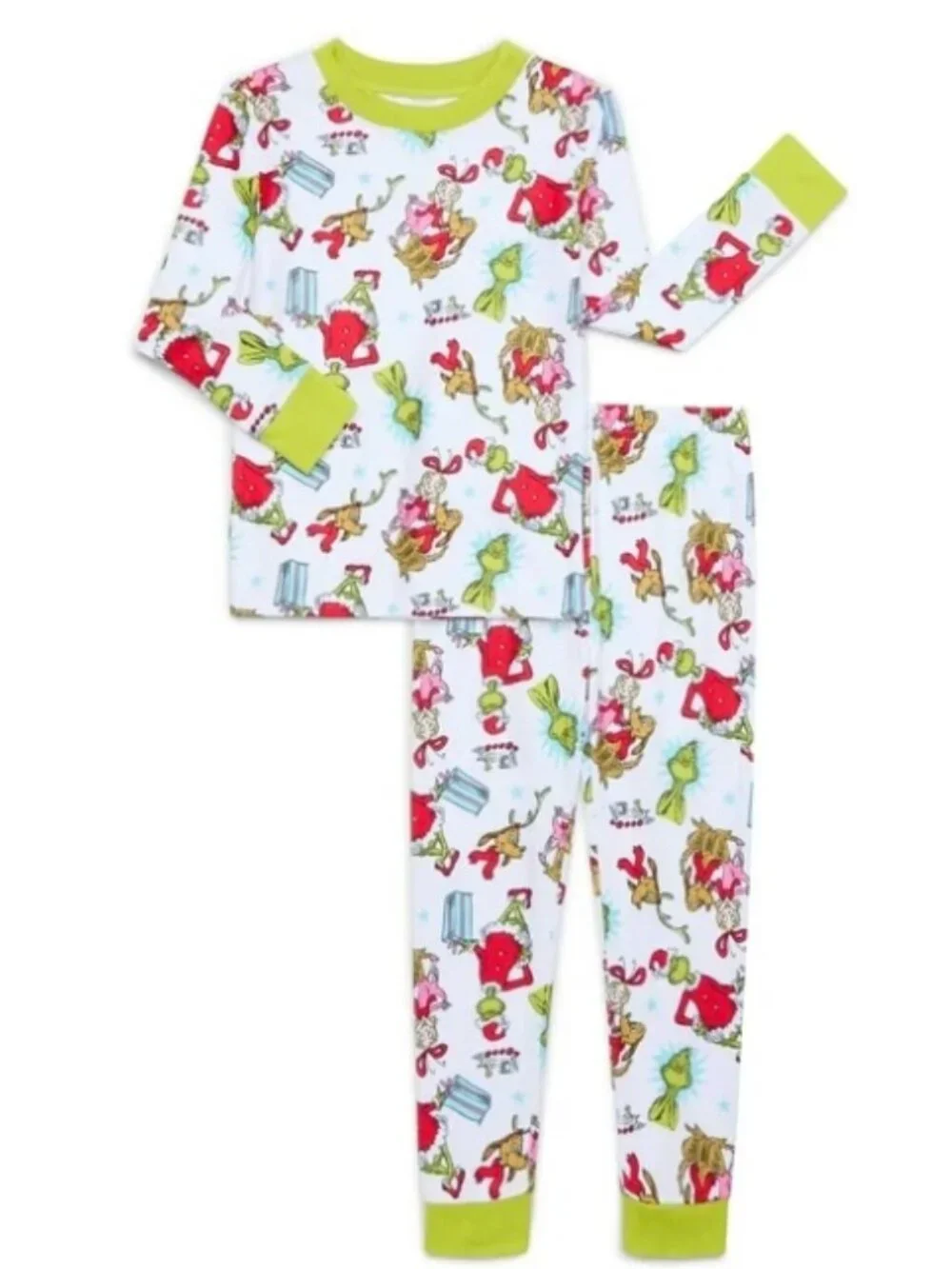 12 Month Hacci Grinch* & Cotton Unicorn Print Long Sleeve Pajama Sets Bundle